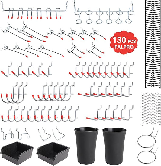 130PCS Pegboard Hooks Assortment by FALPRO