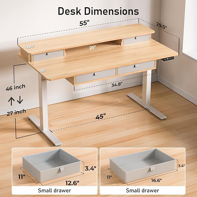 55 * 30 Inches Electric Standing Widened Desk Adjustable Height - Image 3