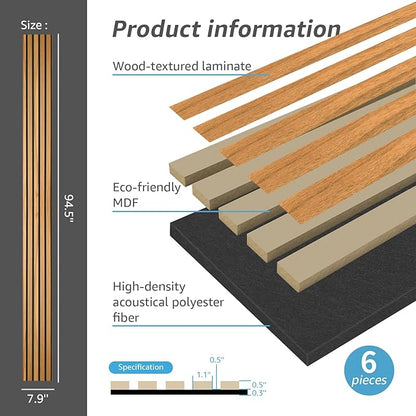 Art3d 6-Pack Acoustic Wood Slat Wall Panels - Image 5