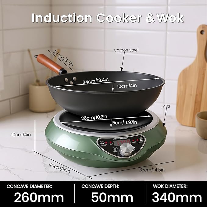 1700W 120V Wok Induction Cooktop, Non-Pulse Heating, 16 Levels, 18H Timer - Image 6