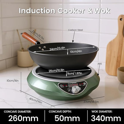 1700W 120V Wok Induction Cooktop, Non-Pulse Heating, 16 Levels, 18H Timer - Image 6