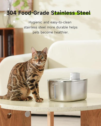 Cat Water Fountain Stainless Steel, 152oz/4.5L Wireless Pet Fountain, Automatic - Image 7