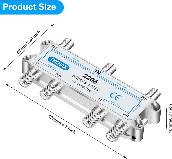 TKCHAX Coaxial Cable Splitter, Support 10-2602MHz, RG6 RG59 Coax Compatible - Image 7