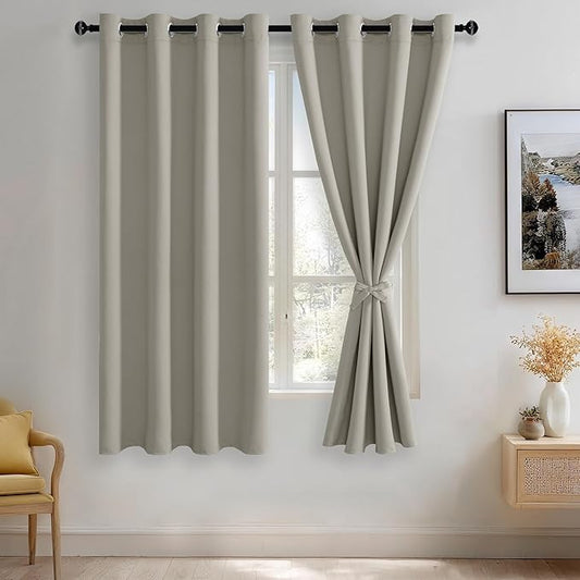 JIUZHEN Silver Grey Blackout Curtains by JIUZHEN