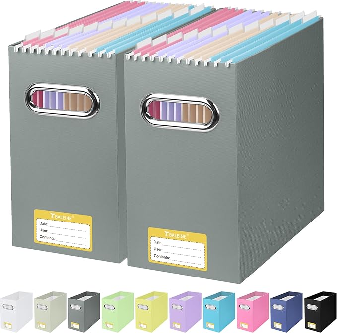 BALEINE File Organizer Box, Cardboard File Folder Organizer by BALEINE