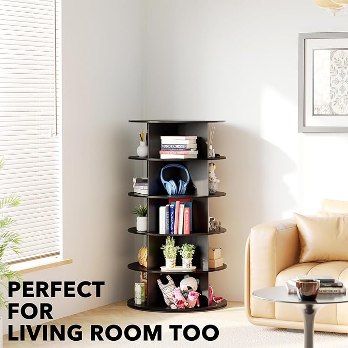 SpaceAid 5 Tier Rotating Shoe Rack Tower, Spinning Shoe Display Lazy Susan - Image 6