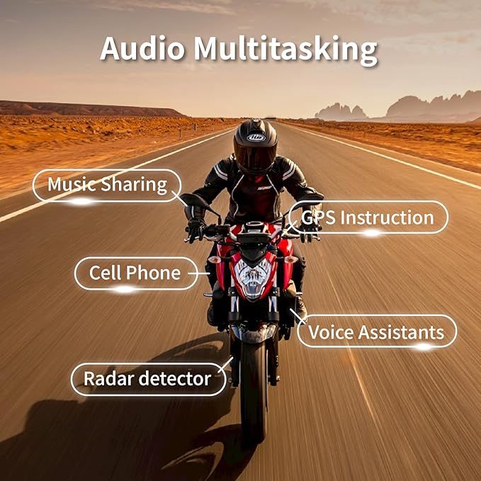 BIKECOMM Salut Motorcycle Helmet Speakers Intercom – 1000M Range Wireless - Image 5