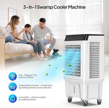 ROVSUN 2300CFM Portable Air Cooler, 7.9Gal/30L Evaporative Swamp Cooler - Image 2