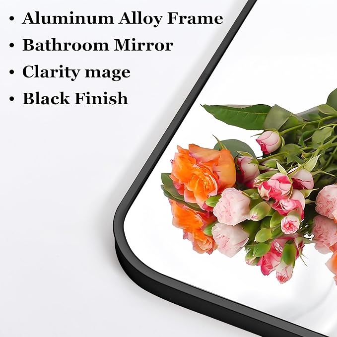 36" x 48"Bathroom Mirror, Matte Black Wall Mirror - Image 6