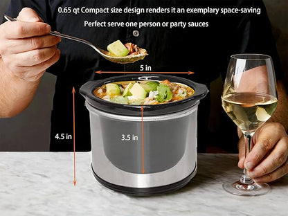 0.65-qt mini Round Slow Cooker, Fondue Melting Pot Warmer - Image 4