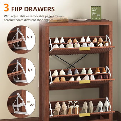 Shoe Cabinet Storage for Entryway, Fluted Shoe Cabinet - Image 4