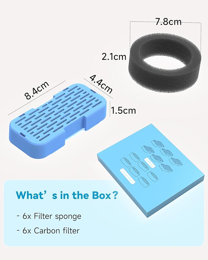 AONBOY Cat Fountain Filters Replacement: 6 Filters + 6 Cat Fountain Sponge - Image 7