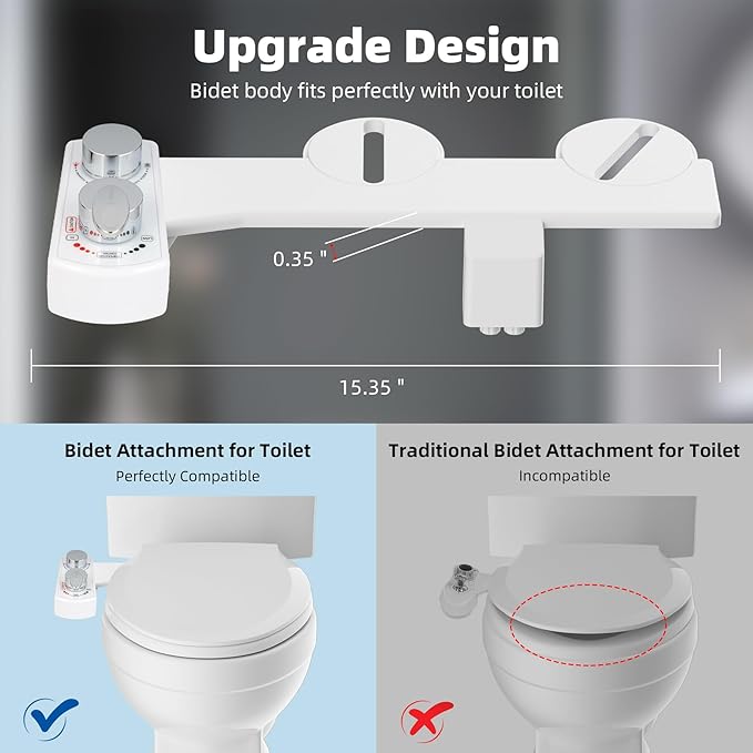 Hibbent Bidet Attachment for Toilet, Hot and Cold Water Spray Non-Electric Dual - Image 5