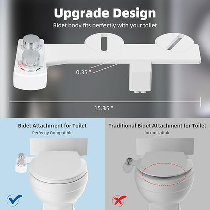 Hibbent Bidet Attachment for Toilet, Hot and Cold Water Spray Non-Electric Dual - Image 5