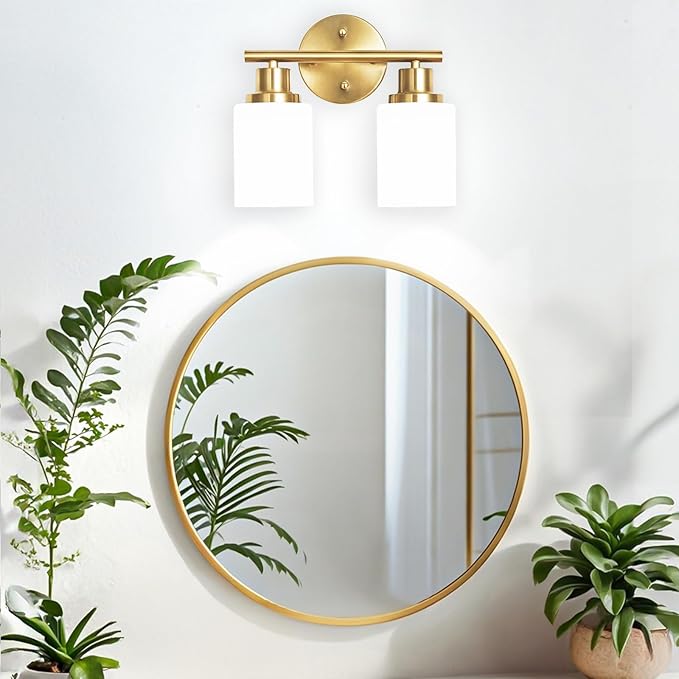Guliaofo 2-Light Vanity Lights, Brushed Gold Bathroom Light Fixture - Image 5