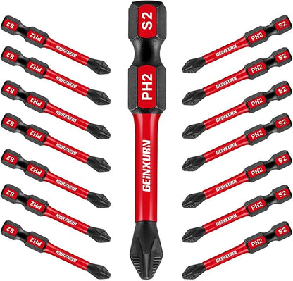Impact Tough #2 Phillips 2 in. Anti-slip Head Insert Driver Bits by GEINXURN