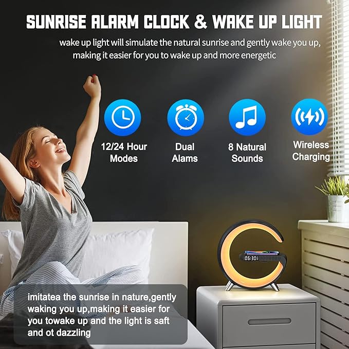 Smart LED Night Light, Wireless Charger, Phone Wireless Charging Dock, Table - Image 5