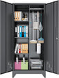 Garage Storage Cabinet, Broom Closet Storage Cabinet, Storage Shed, Metal by OSEILLC