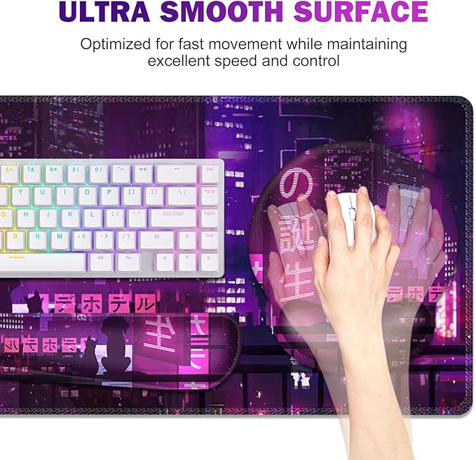 Gaming Mouse Pad, Large Desk Mat, Cute Desk Pad, 4in1 XXL Mousepad + Keyboard - Image 4