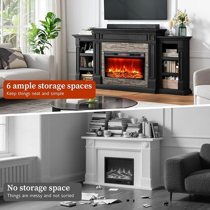 LGHM 80" Fireplace TV Stand, Electric Fireplace - Image 7