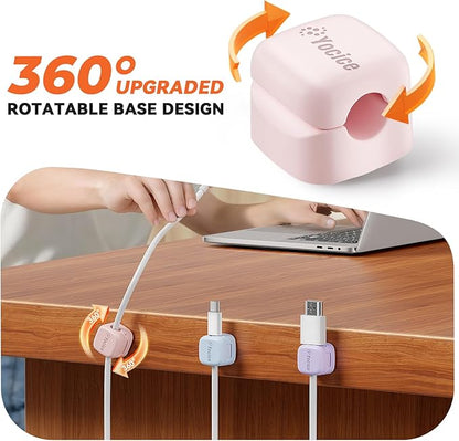 Yocice 6Pack Rotatable Cord Organizer, Spring Cable Clips Desk Cable Management - Image 2