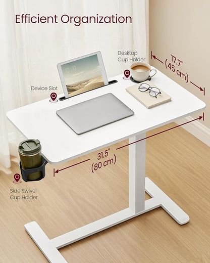 VASAGLE Overbed Table with Wheels, Mobile Standing Computer Desk, 31.5 x 17.7 - Image 3