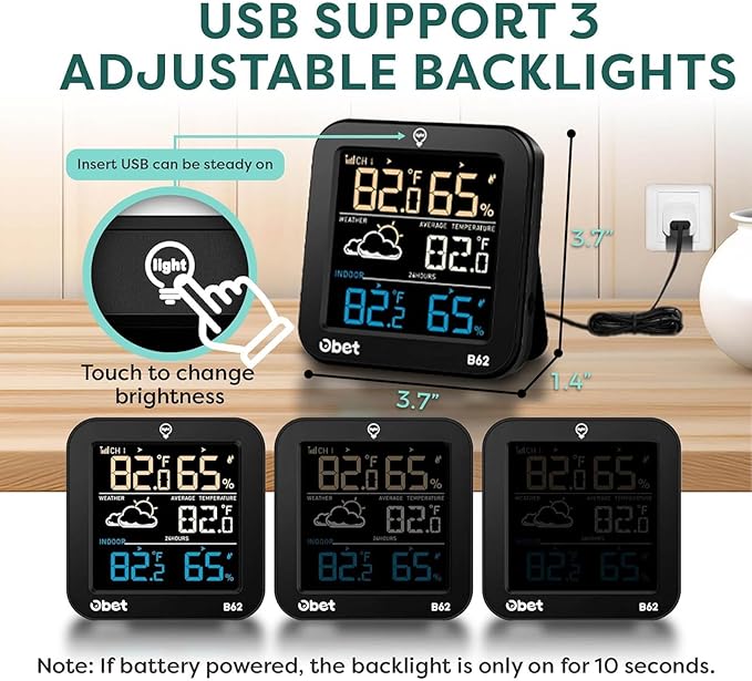 OBET Indoor Outdoor Thermometer Wireless Weather Station - Image 6