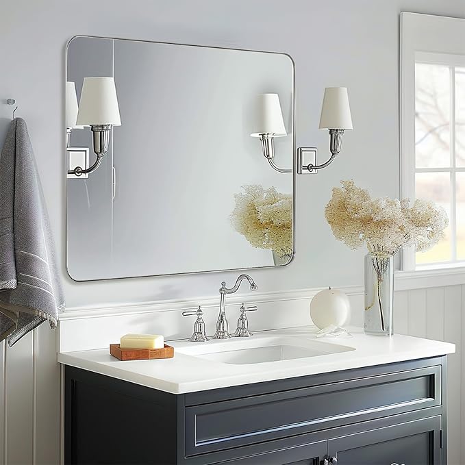 ANDY STAR Square Brushed Nickel Mirror - Image 2