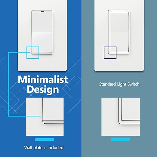 LIDER Minimalist Design Matte Finish Lighted Decorator Switch, Frameless Paddle - Image 4