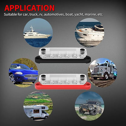 DAIERTEK Marine Bus Bar 12V 6 x 1/4" Terminal Studs 12 Volt Bus Bar Power - Image 6