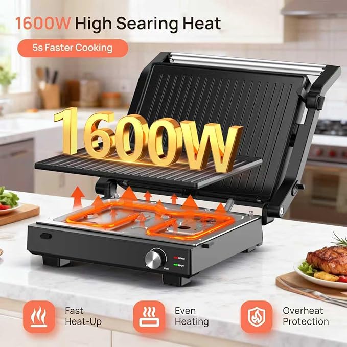 Electric Indoor Grill, 1600W Electric Grill - Image 4
