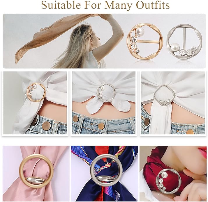 T-Shirt Clips 9 PCS, Clothes Corner Knotted Button, Fashion Alloy Pearl - Image 5