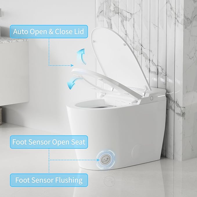 Smart Bidet Toilet with Auto Lid&Seat, Auto 1000 Gram MaP Score Flush, ADA - Image 4