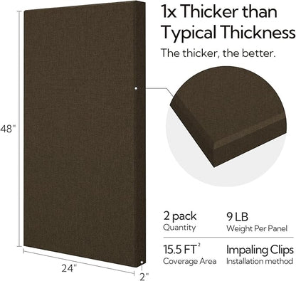 Olanglab Sound Absorbing Acoustic Wall Panels 2 Pack, Large Fabric Wrapped - Image 2