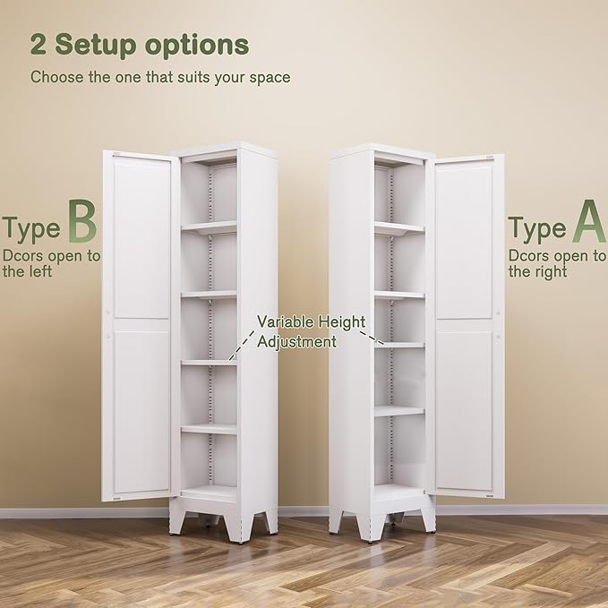 COFaR Tall Bathroom Storage Cabinet, Metal Farmhouse Narrow Slim Cabinet - Image 6