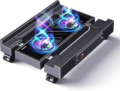 Computer Tower Stand with Charging Station, Cooler Fan and Light, Adjustable PC by Hovadova