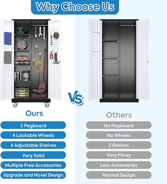 SUXXAN Broom Closet Storage Cabinet, Metal Cabinets - Image 8