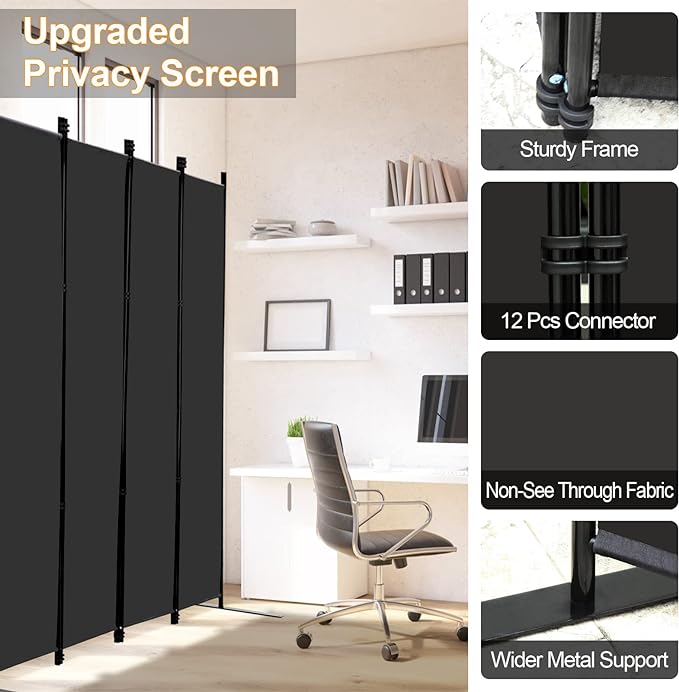MAYOLIAH 6 Panel Folding Privacy Screen 9ft Wide, 6ft Tall Partition Room - Image 3