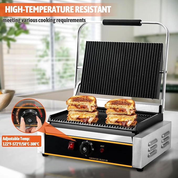Commercial Panini Press Grill 2200W Countertop Electric Sandwich Maker - Image 2