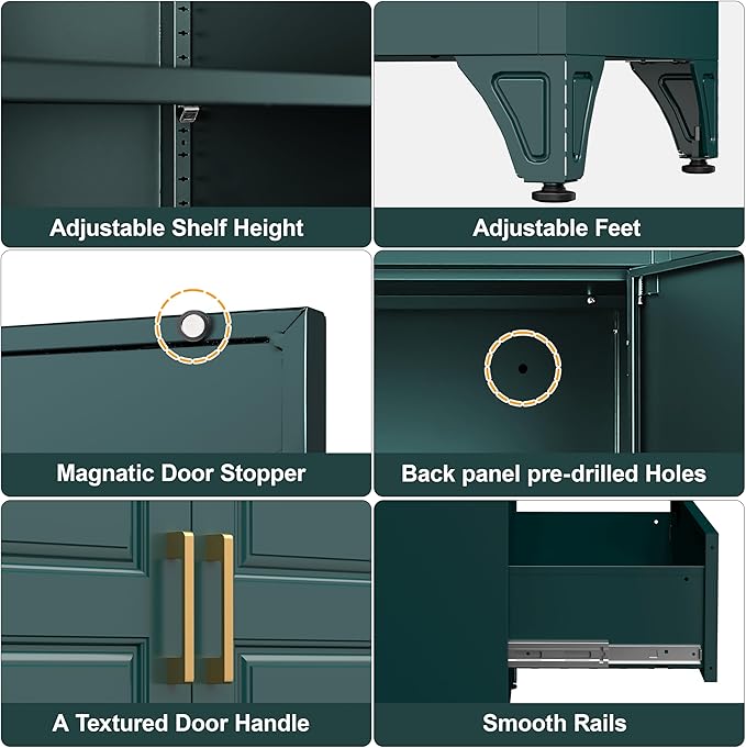 75" Tall Metal Storage Cabinet, Kitchen Pantry Storage Cabinets - Image 5