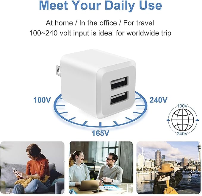 USB Wall Charger，Dual A USB Port Cube Power Plug Adapter，Fast Phone Charger - Image 7