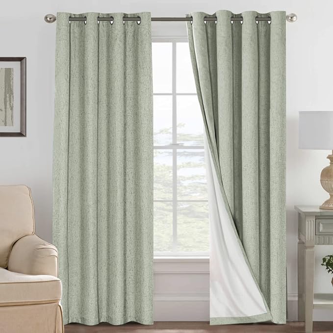 H.VERSAILTEX Linen Blackout Curtains 108 Inches Long 100% Absolutely Blackout by HVERSAILTEX