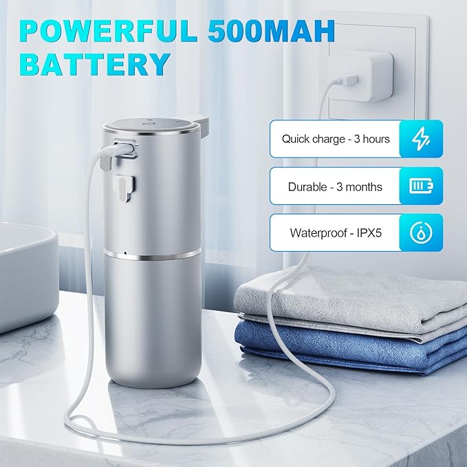Amyzavls Automatic Liquid Soap Dispenser, 380ml Wall Mount Touchless 4 Gear - Image 7