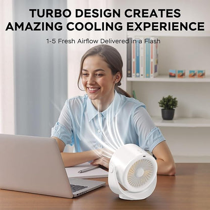 MORECORE Desk Fans for Bedroom, Strong Airflow Turbo Quiet Small USB Fan - Image 2