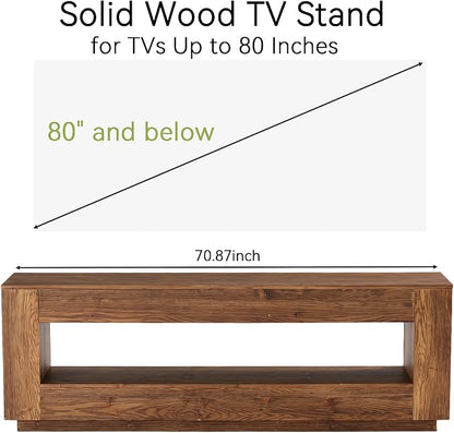 LITTLE TREE 70.86-in Extra Long Solid Wood TV Stand - Image 4