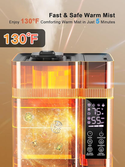 Zeova 13L/3.4Gal Humidifiers for Bedroom, Ultrasonic Warm & Cool Mist - Image 3