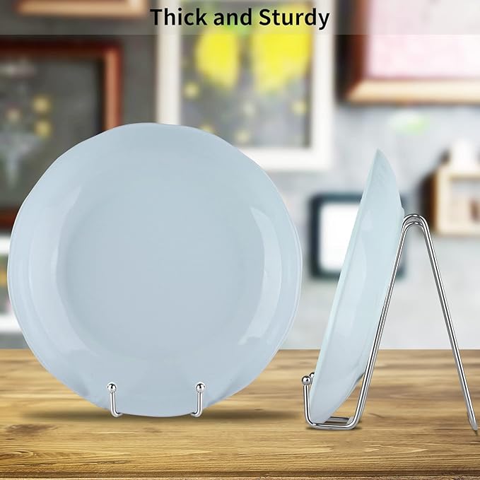 IBosins 5 Pack 6 Inch Plate Holder Display Stands, Metal Silver Frame Stand - Image 6