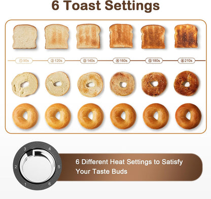 mecity 4 slice toaster, long slot toaster with, close-up detail
