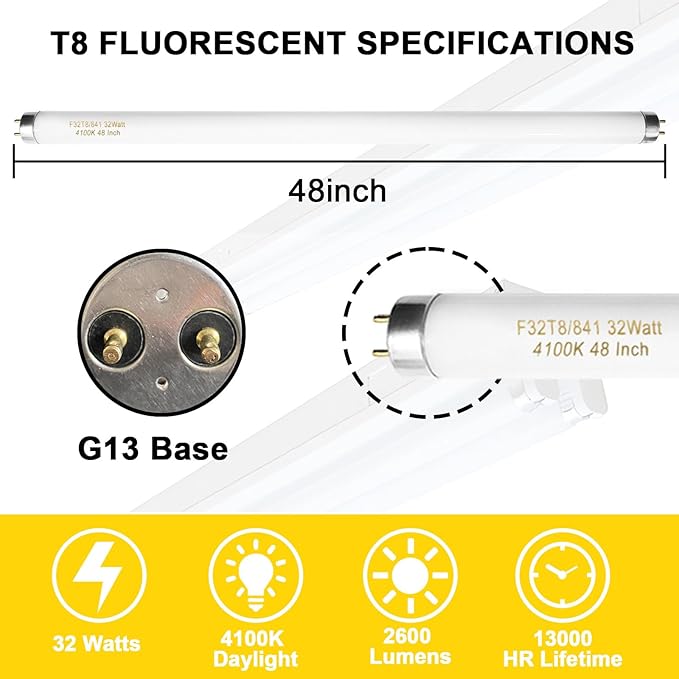 25 Pack F32T8/841 Fluorescent Tube 48 Inch, T8 Fluorescent Light Bulb 4 Foot 32 - Image 4