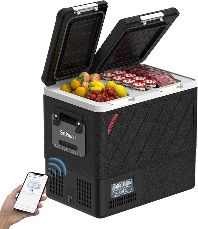 Setpower 12V Refrigerator with APP Control, 59QT Dual Zone Car Fridge Freezer by SetPower